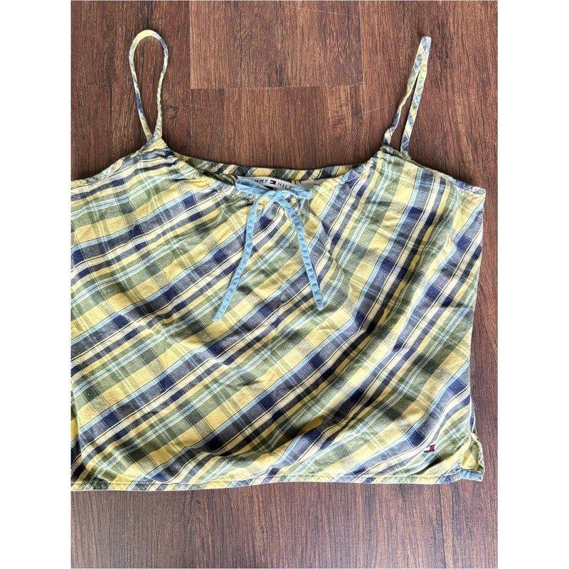 Y2K Tommy Hilfiger Vintage Blue Yellow Plaid Cami Tank 2000 Clueless School Girl gallery