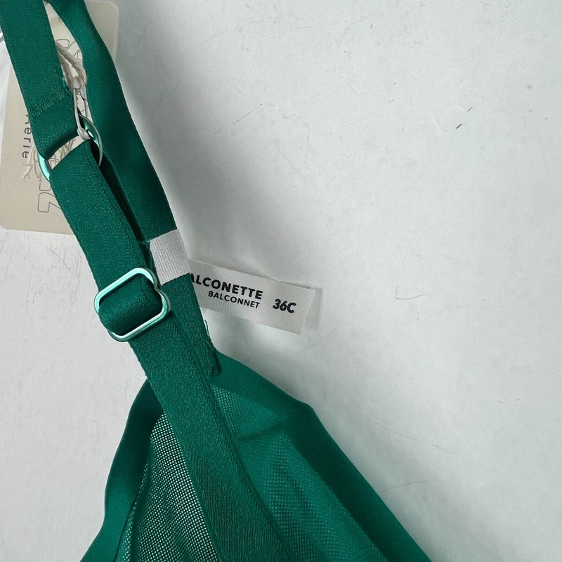 NWT Aerie SMOOTHEZ Mesh Unlined Balconette Bra Underwire Green Size 36C NEW gallery