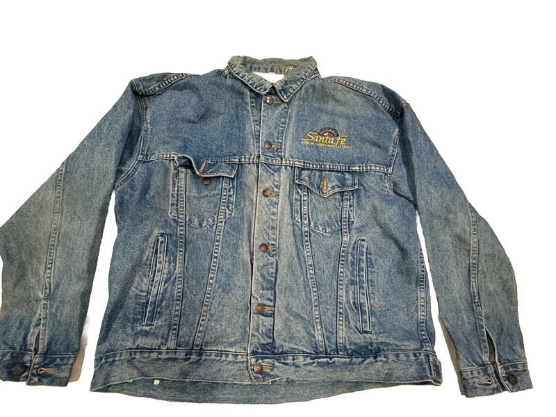 Vintage Official Las Vegas LV Santa Fe Hotel Casino Denim Jacket Men XXL 2XL🔥MF