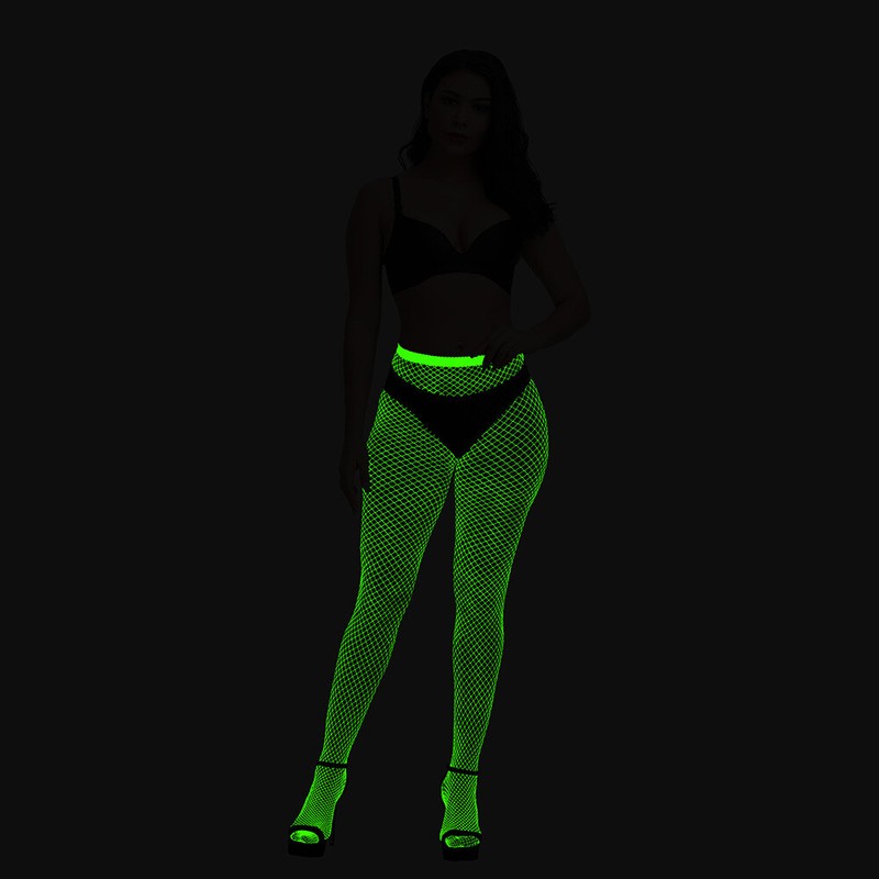 Luminous Glowing Lingerie Sexy Bodystocking Women Fishnet Outfit Bodysuit Party gallery