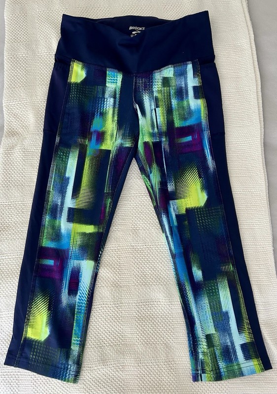 Brooks Women’s Small Greenlight Capri Navy blue Running Leggings MoistureWicking