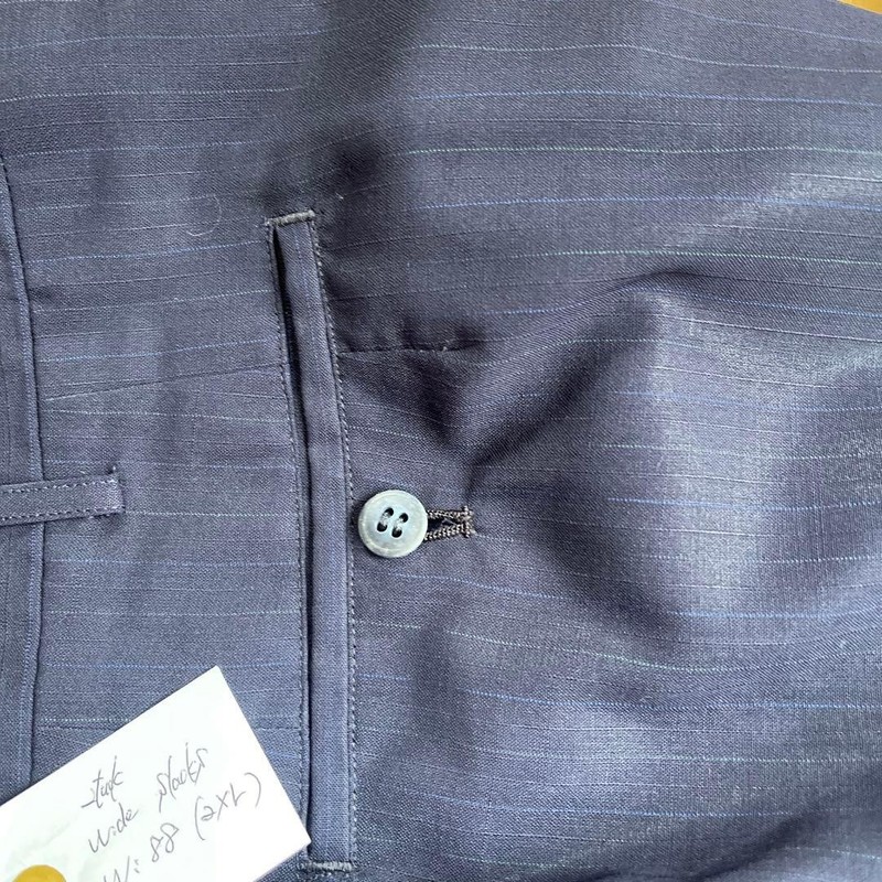 Vintage Navy Wide Slacks 2XL Striped Pants 00s 90s 80s 70s Retro gallery