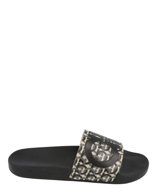 Ferragamo Mens Groovy Dual Gancini Slides