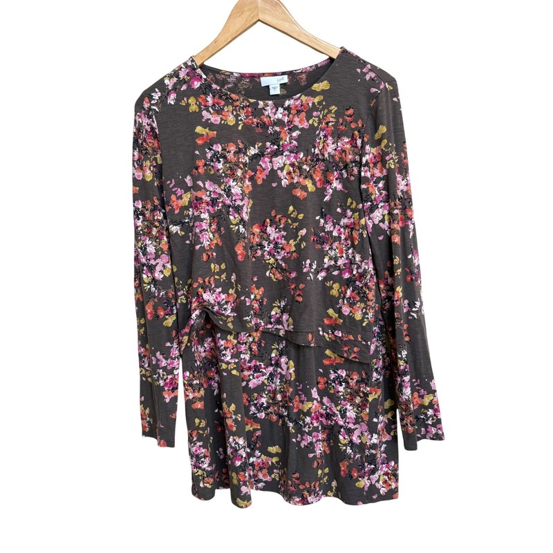 J. Jill Womens Floral Print Knit Shorts Brown Pink Yellow Orange Small gallery