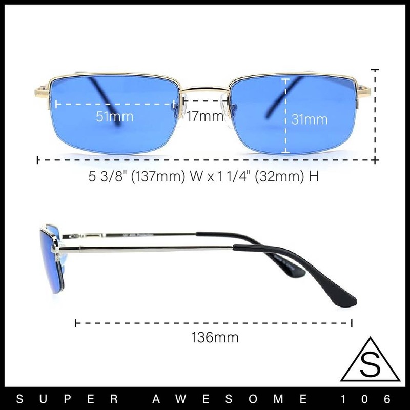 Mens Pop Color Lens Half Rim Narrow Rectangular 90s Dad Sunglasses gallery