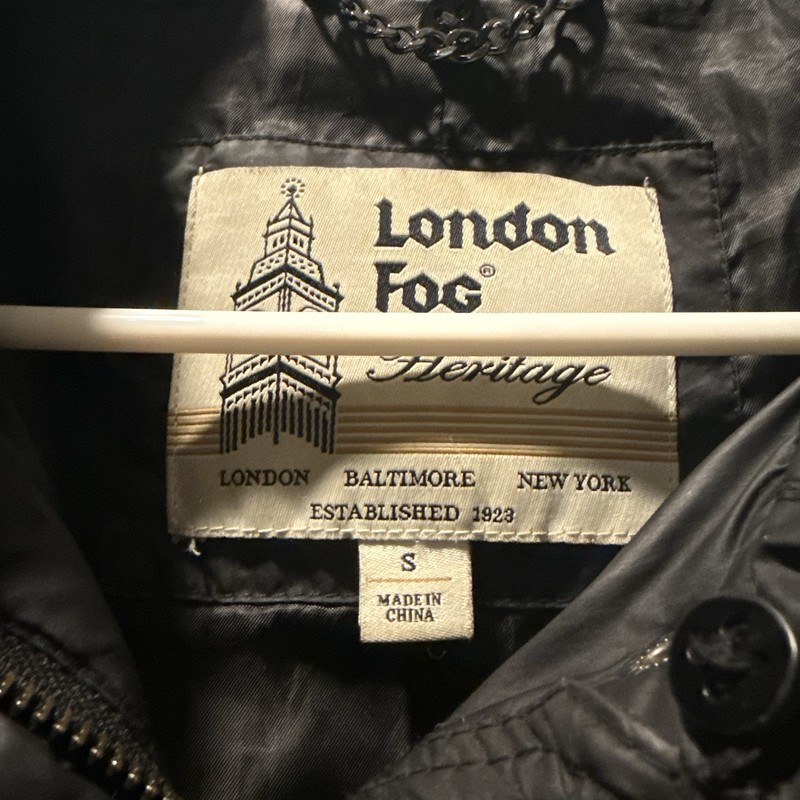 London Fog Heritage Long Black Puffer Trench Coat Size Small gallery