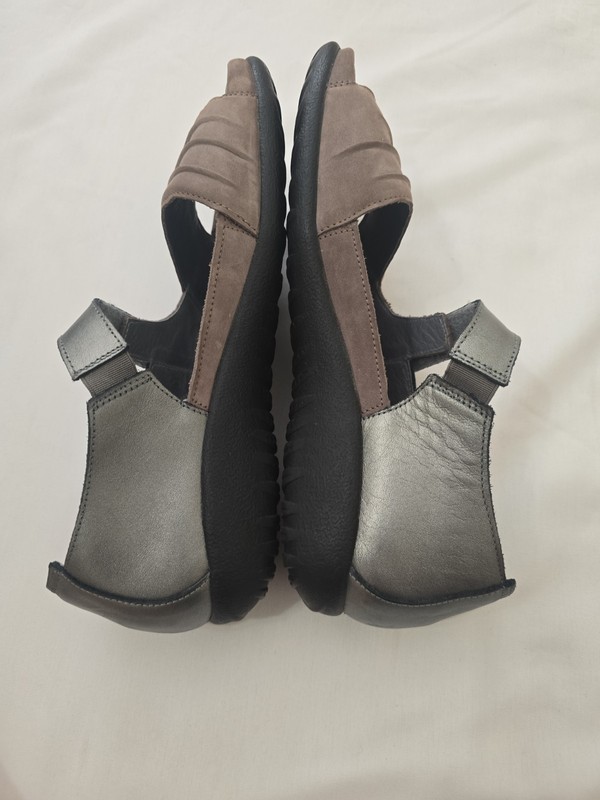 NAOT Papaki Brown Silver Metallic Leather Mary Jane Sandals - Womens Size 40 gallery
