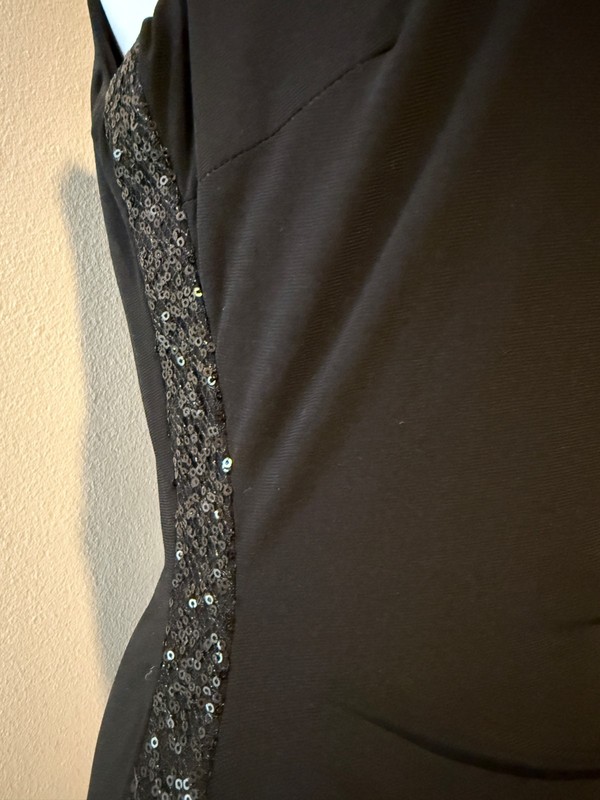 CHAPS Womens Black Evening Occasion Sequin Detail Dress - Sz Medium gallery