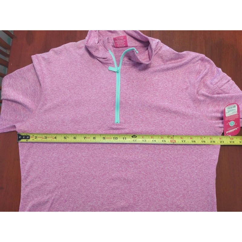 ATHLEISURE Pink Heather 1/4-Zip Lightweight Thumbhole Activewear Workout Large gallery