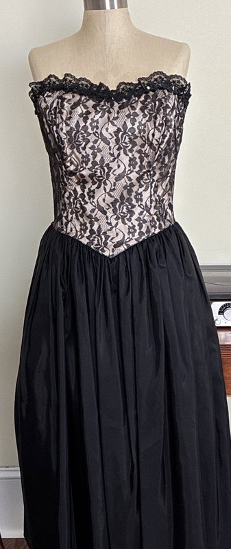 VTG 1980s Gunne Sax Black strapless evening dress Sz 13
