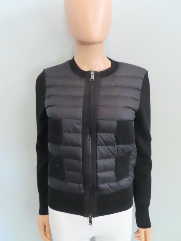 Moncler Black Cardigan Tricot Thin Down Puffer Jacket Size XS gallery