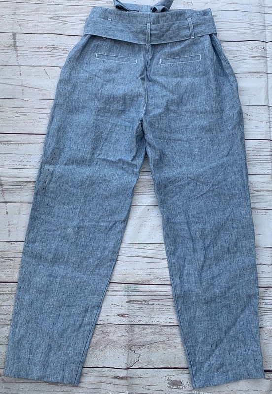 LAUREN Ralph Lauren Sz 0 Women's Blue Belted 100% Linen Crop Pants gallery