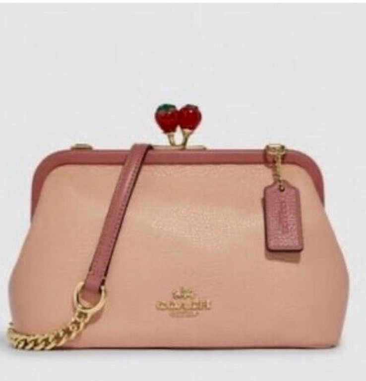 Coach Nora Strawberry Kiss Lock Pink Leather Crossbody C8288