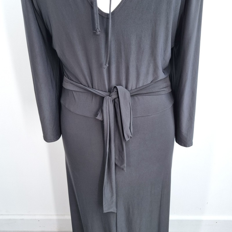 Club L London Maxi Dress UK 20 Black Ruched Open Back Evening Occasion Gothic gallery