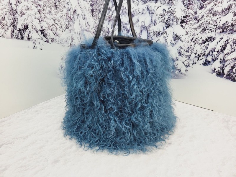 Exclusive Llama fur bag Real womens mongolian fur purse Crossbody bag for women gallery