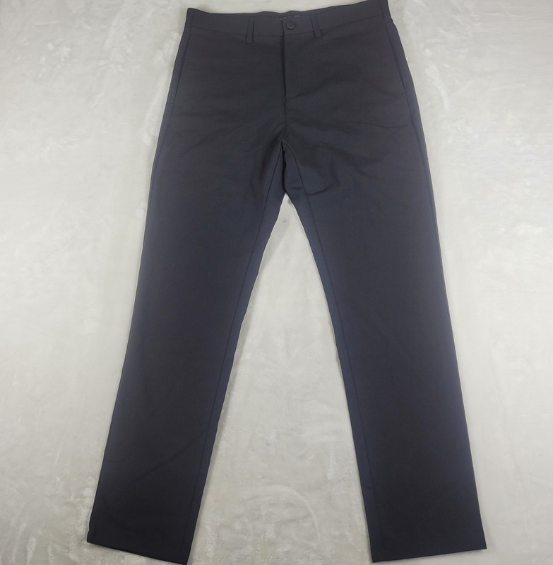 Baubax Travel Dress Pants Men’s 34×32 Black Commuter Stretch Trousers Wool Blend