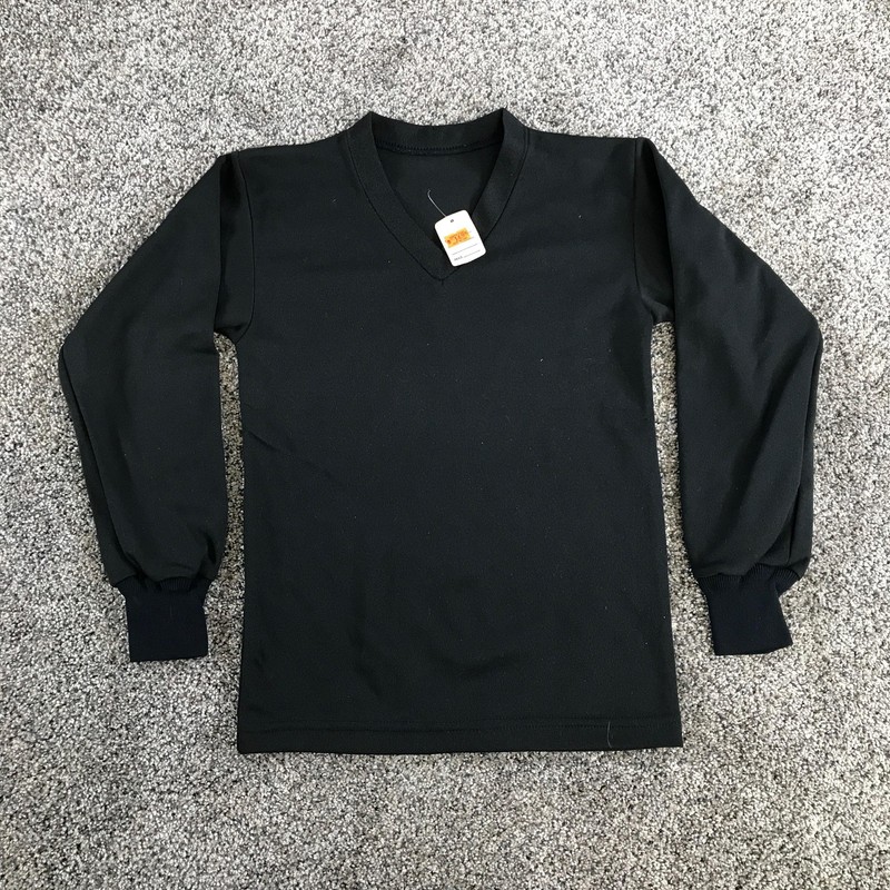 Vintage Felco Shirt Boys Medium Black Crew Neck Long Sleeve Knit Tight Mesh