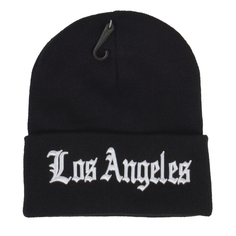 Top Headwear Men’s California LA Los Angeles Old English Long Cuff Beanie, Black