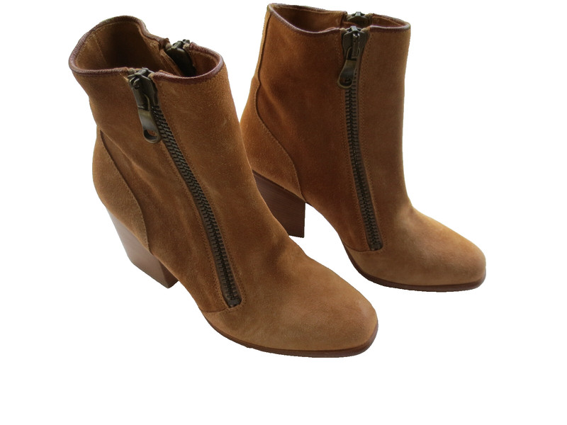Alberto Fermani suede high heel ankle boots sz 38 EU double zipper platform tan