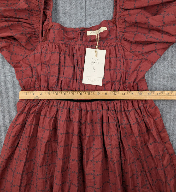Christy Dawn Addison Dress Womens Large Midi Crimson Trellis Milkmaid Whimsigoth gallery