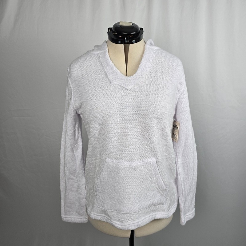Trade Heritage Hooded Sweatshirt Women’s M White Pullover Long Sleeve V-Neck NWT