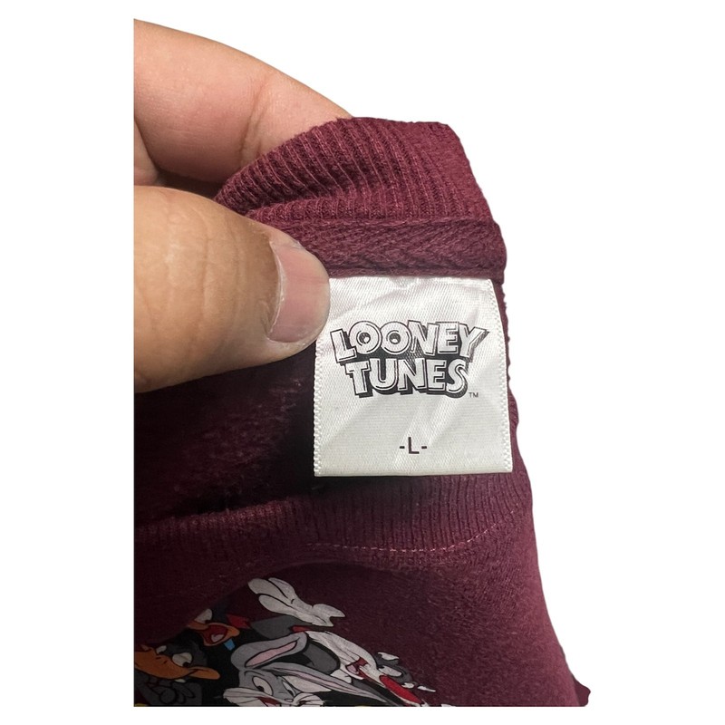 Looney Tunes & All Character y2k style pull over crewneck maroon sweatshirt L gallery