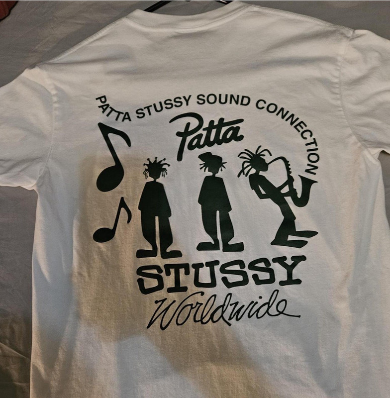 Stussy x Patta Worldtour Graphic Tee White Men’s S Cotton Crew Neck Short