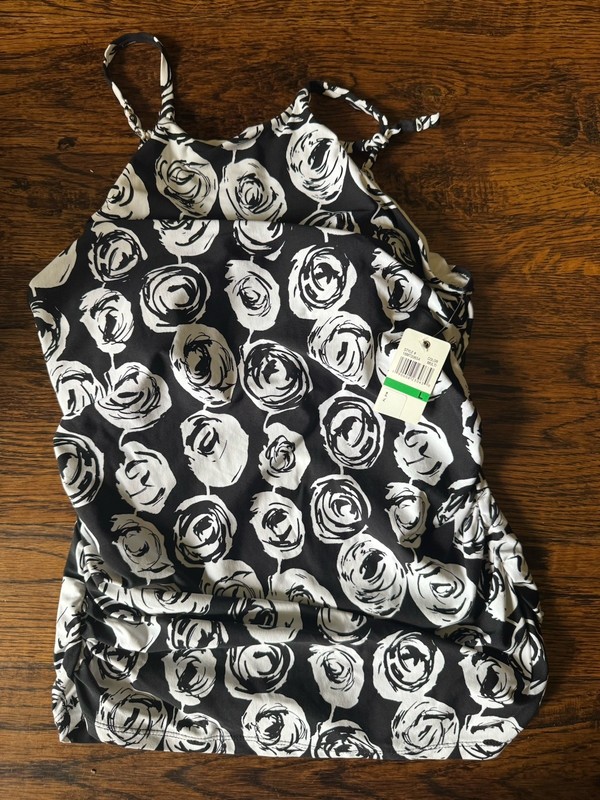 New with Tags Tankini Swimsuit Top Black And White Annie Cole Large