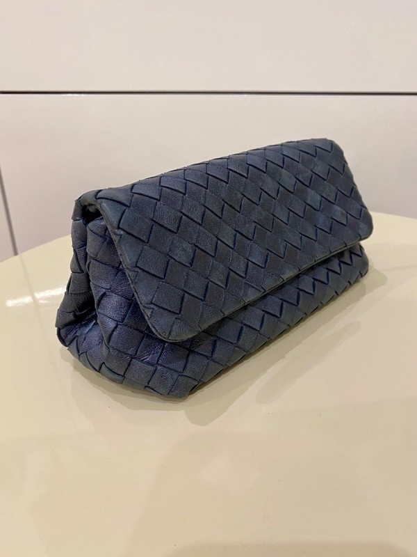 Bottega Veneta Blue Leather Cosmetic Makeup Pouch Case