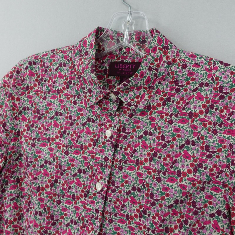 J Crew Liberty Fabrics Button Up Shirt Womens 0 Pink Floral Ditsy Long Sleeve gallery