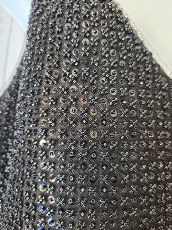 Donna Karen Black Sequin Designer Cocktail Maxi Formal Gala Evening Wedding Prom gallery