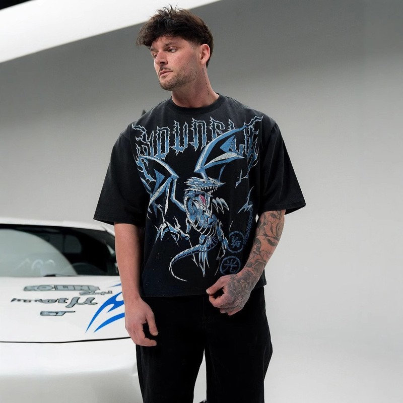 New YOUNGLA Collaboration Yu-Gi-Oh Men Oversize T-shirt Short Sleeve Sports Gym gallery