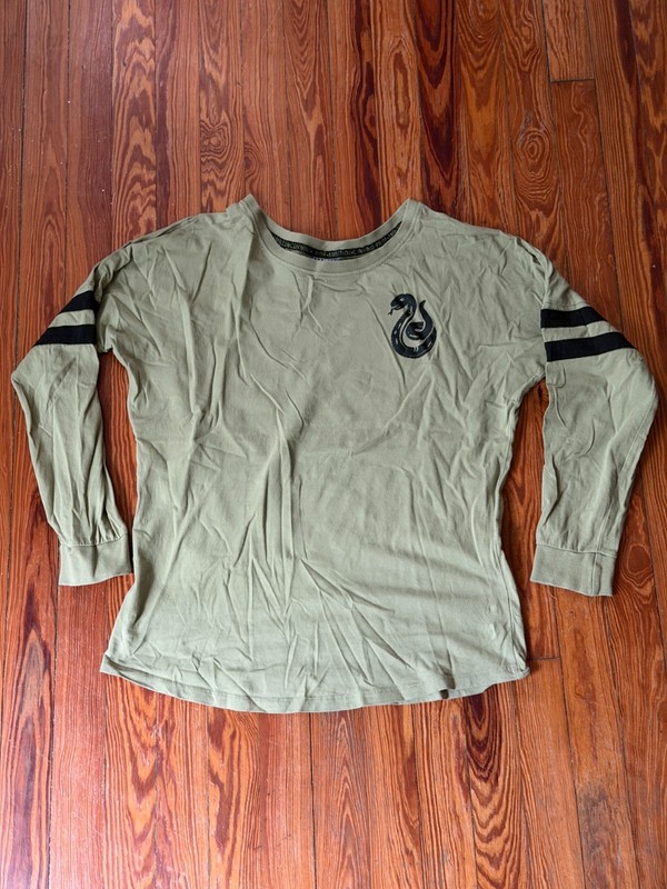 Harry Potter Slytherin Long Sleeve Shirt Womens M Olive Green Box Lunch 0071