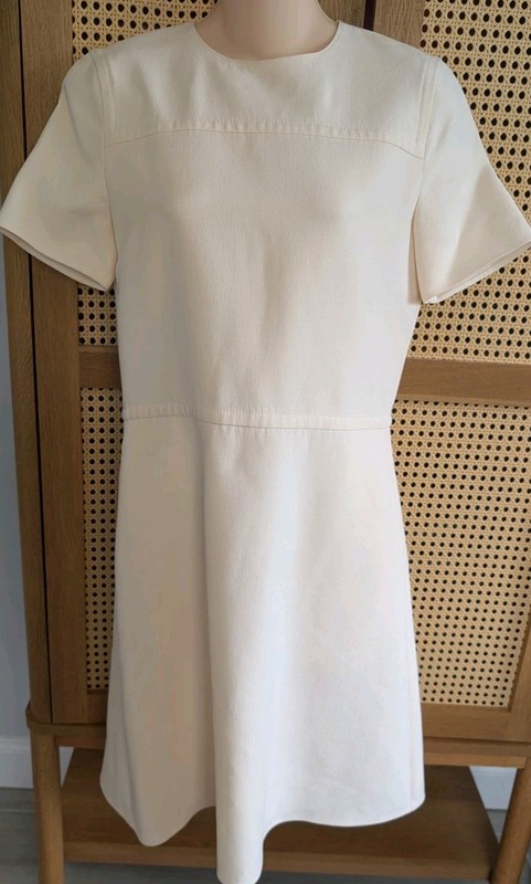 Lafayette 148 New York Beige Shift Dress Medium Minimalist Classic Sz 2
