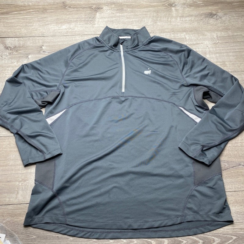Masters Shirt Tech Active Pullover Mens XL Grey Polyester Spandex 1/4 Zip Golf
