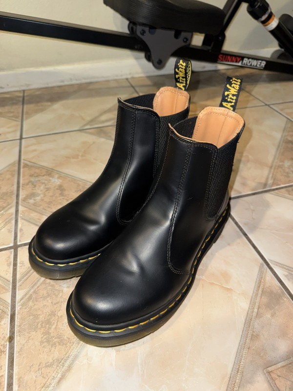Dr. Martens Yellow Stitch Black Leather 2976 W Chelsea Boots Women’s 9 Black
