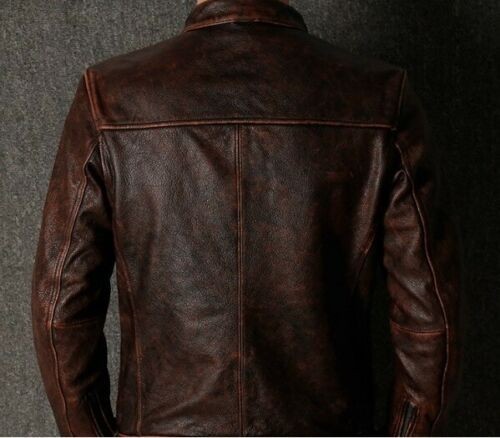 Men's Café Racer Vintage Distressed Brown Real Leather Biker Classic Jacket gallery