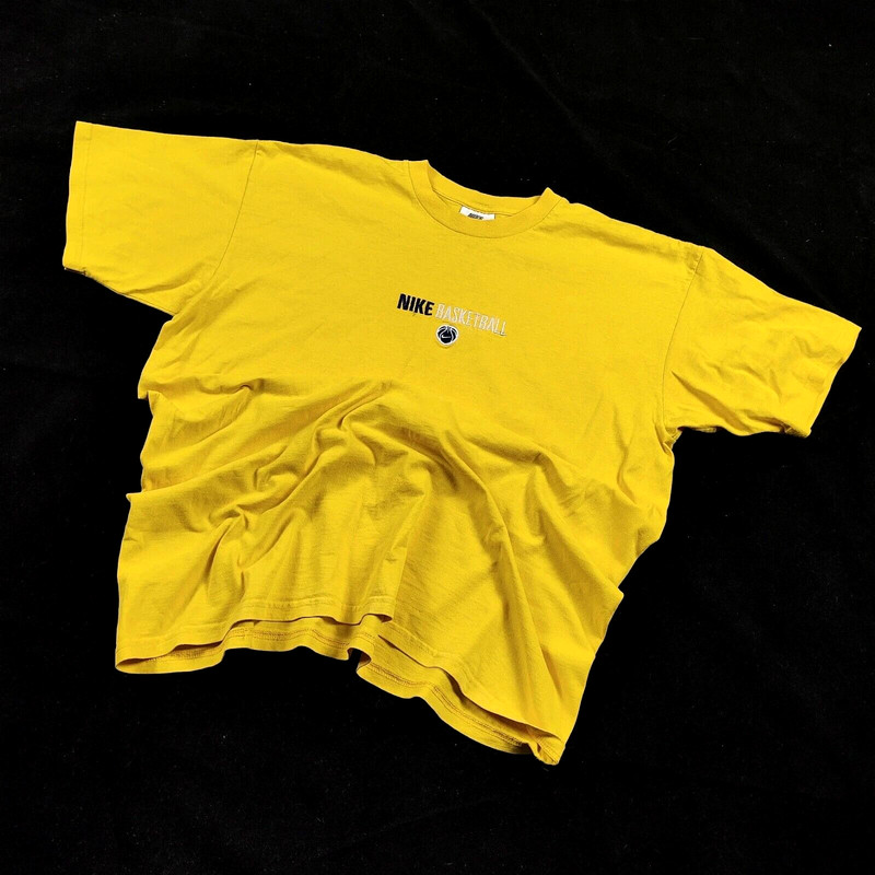 Vintage Nike Basketball Shirt Yellow Adult XL Embroidered 90s retro Sports Mens*