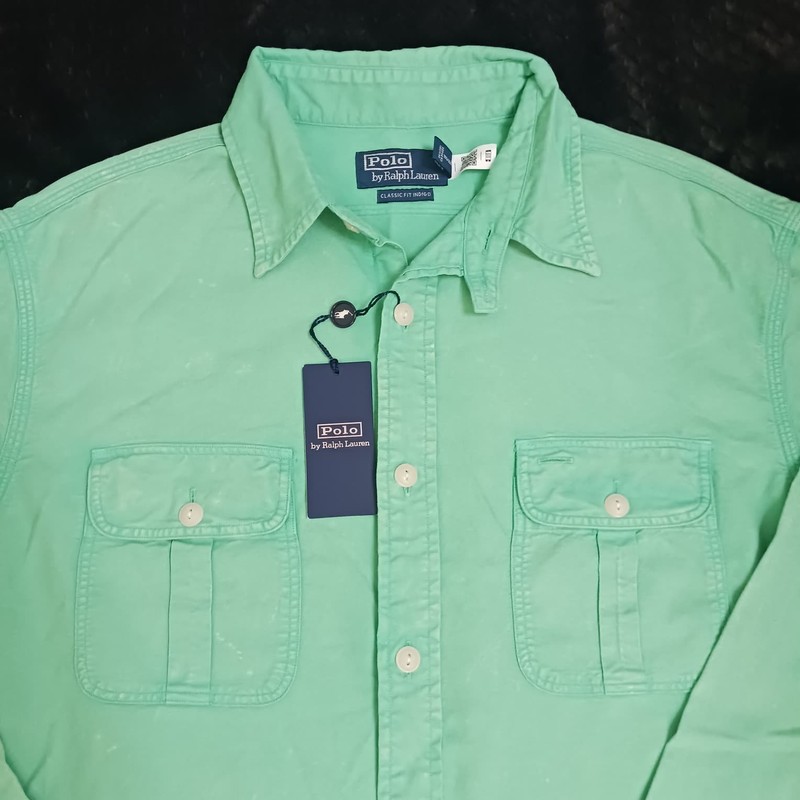 Polo Ralph Lauren Men's Classic Fit Garment Dyed Oxford Shirt Green Size L gallery