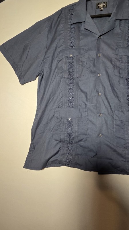 2XL 18-18.5 Mens Omega Italy Dress Shirt with 4 front Pockets gallery