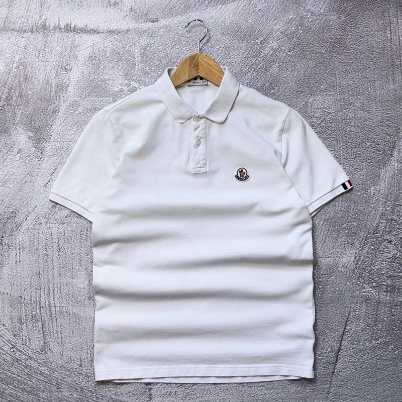 Authentic Moncler Polo Shirt White Red Blue Size S Logo