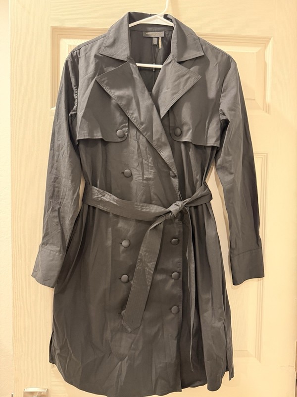 Donna Karan New York Women’s Black Belted Button Mid-Length Trench Coat M