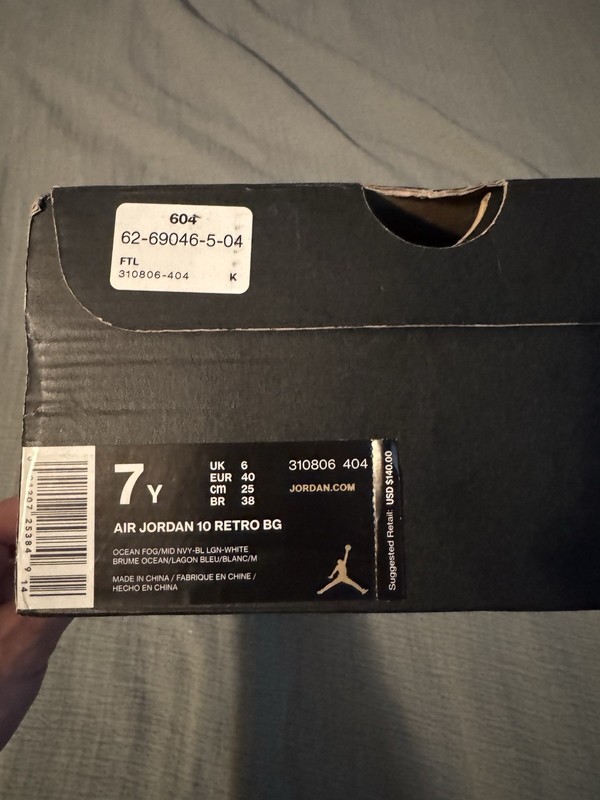 Jordan Air Jordan 10 Retro BG “LA” Ocean Fog Blue/White 7Y Sneaker 310806-404 gallery