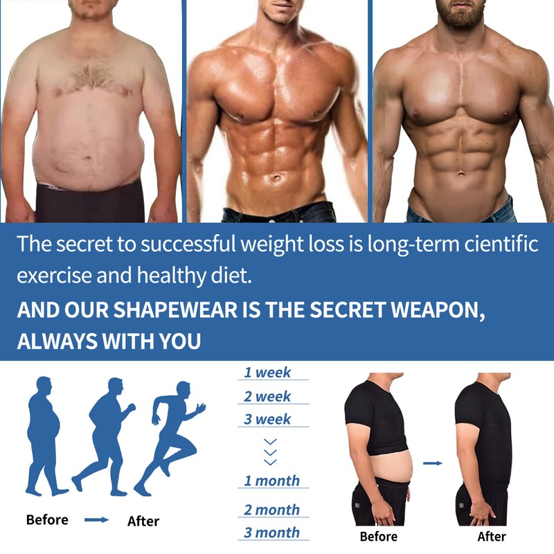 Mens 3 Pack Body Shaper Slim Tummy Vest Compression Shirt Tank Tops Body Shaper gallery