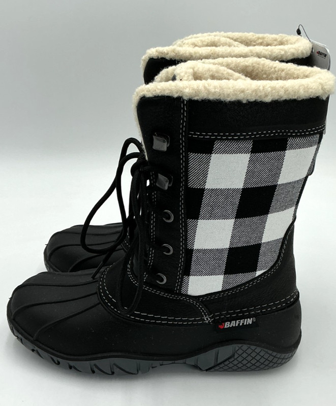 Baffin Jasper Women's Size 9 White/Black Plaid Snow Boots NIB gallery