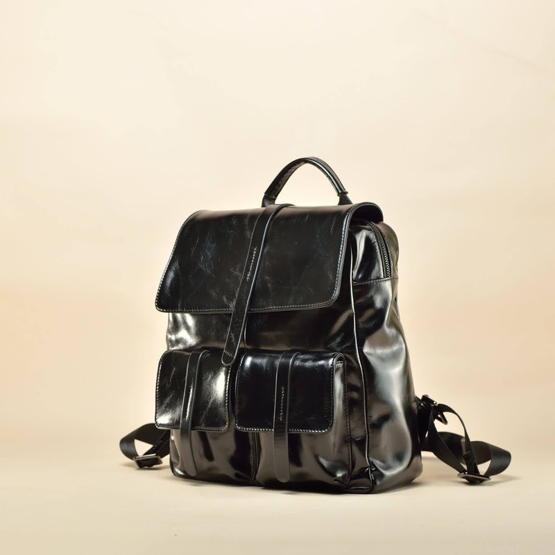 Erivis Womens Leather BACKPACK Bag Shoulder Black Soft Travel Ladies Girls Large