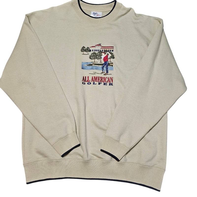 NWT VTG 90s MC Sport All American Golf Embroidered Crewneck Sweatshirt Sz XL