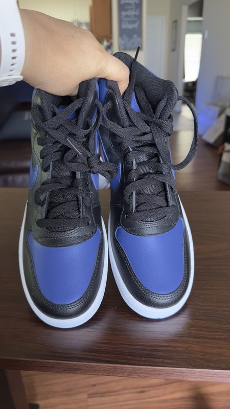 Nike Dunk Men’s Mid Top Leather Lace-Up Sneakers Colorblock Black Blue White gallery