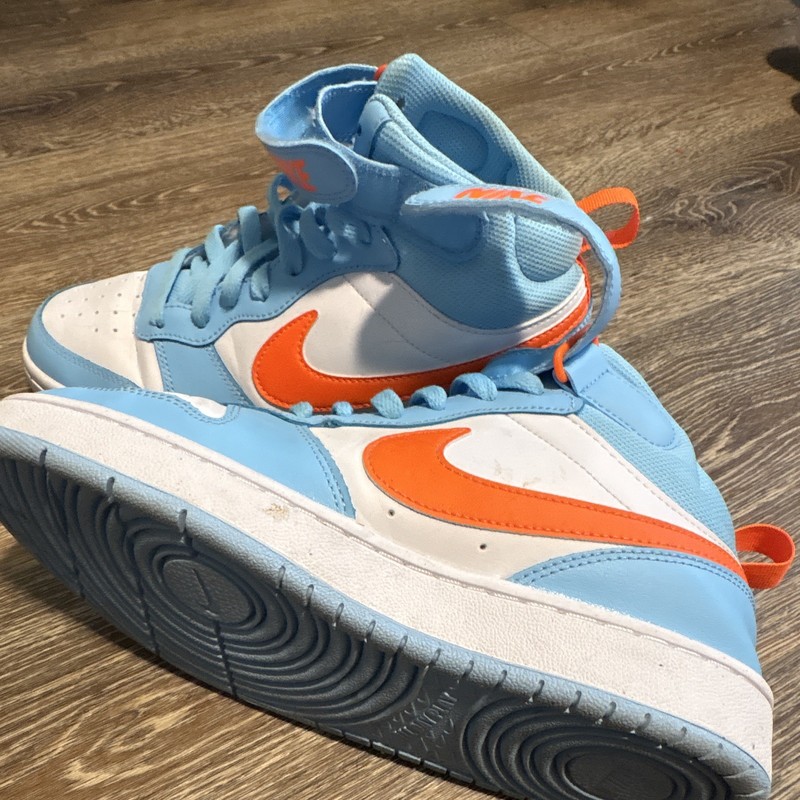 Nike Court Borough Mid 2 Unisex Kids Mid Top Sneakers Blue/White/Orange 6.5Y gallery