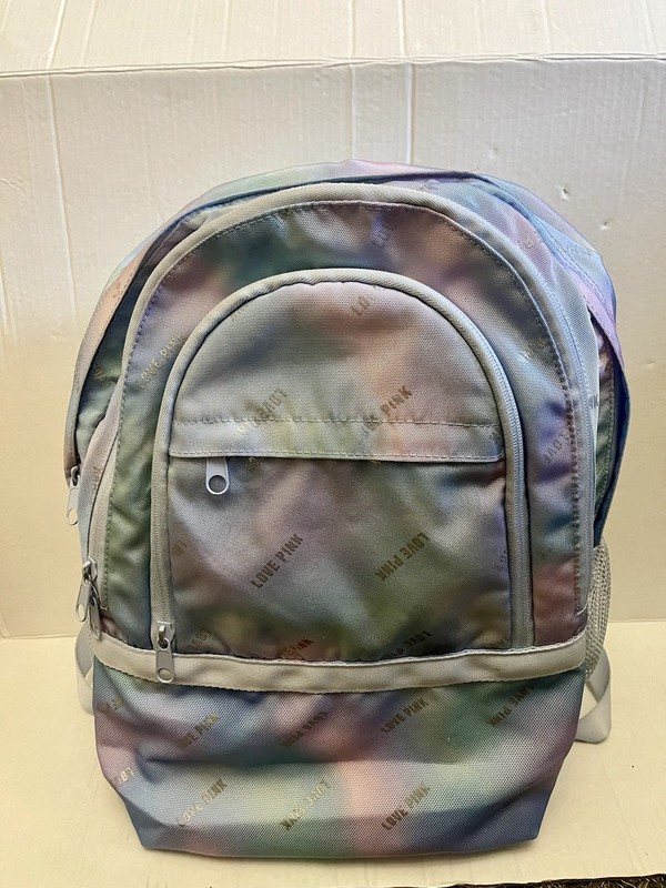 VS PINK Collegiate Backpack Pastel Watercolor Tie Dye Ombre Laptop Bag Gray